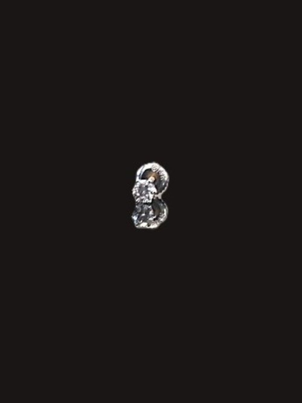 SINGLE SOLITAIRE STUD NATURAL DIAMOND EARRING 14K GOLD RHODIUM PLATED SCREW BACK